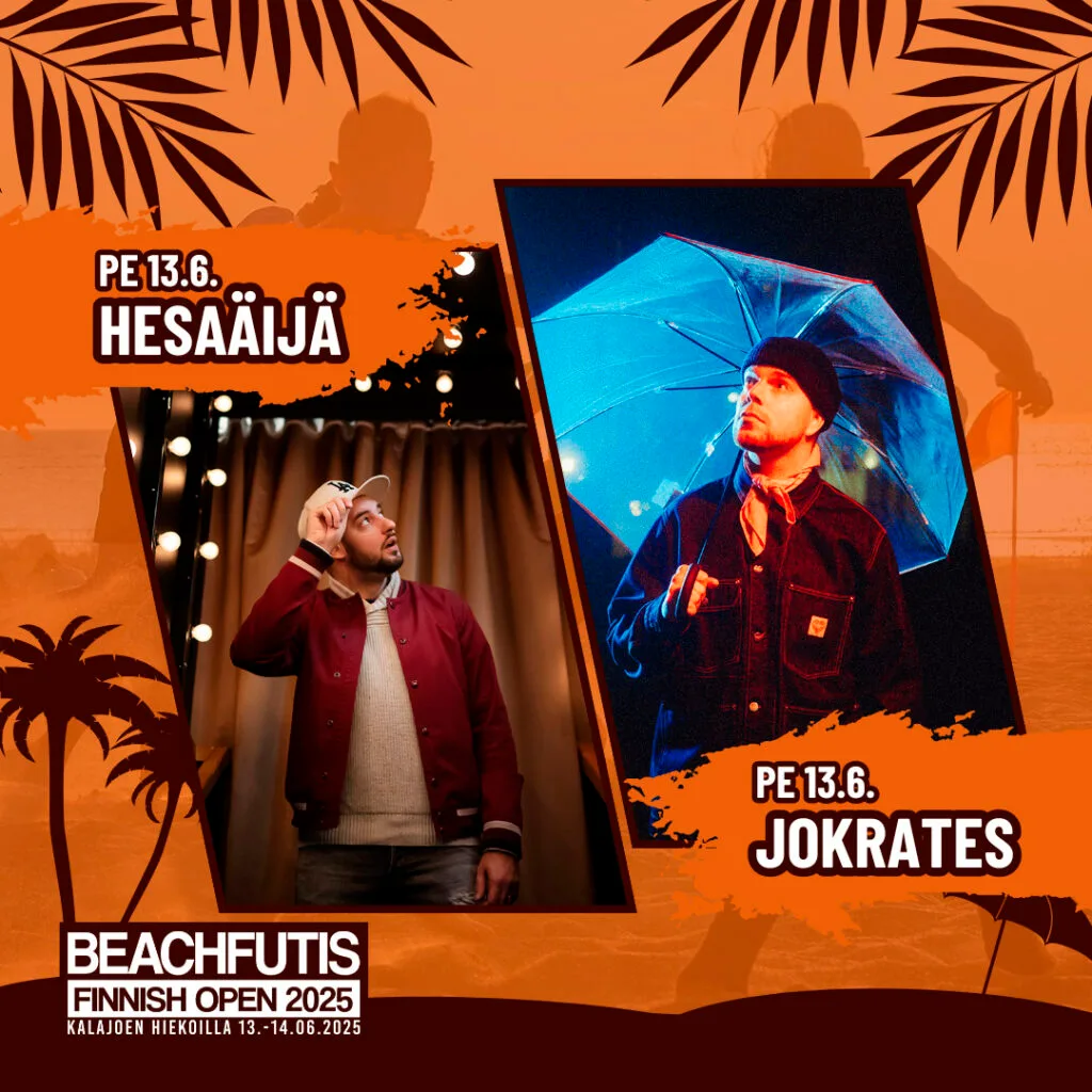 Beachfutis Perjantaina Merisärkällä Jokrates ja Hesaäijä
